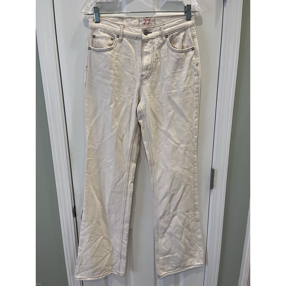 We The Free People Jeans Womens Size 27x32 Flare Bootcut Cream Ivory Stretch